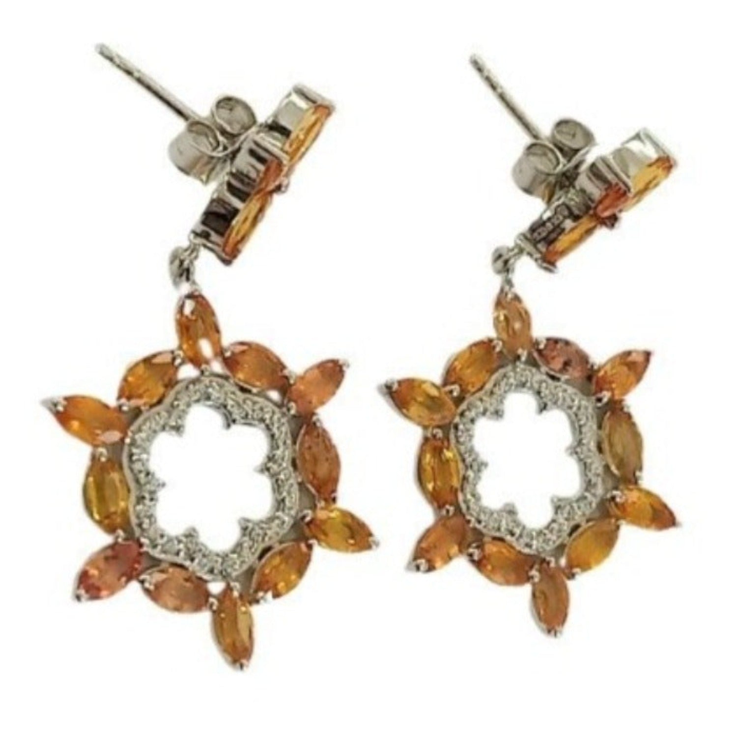 Blisse Allure 925 Sterling Floral Design Silver Drop Earrings For Women
