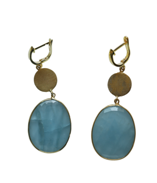 Blisse Allure 925 Sterling Round Aquamarine Stone Silver Earrings For Women