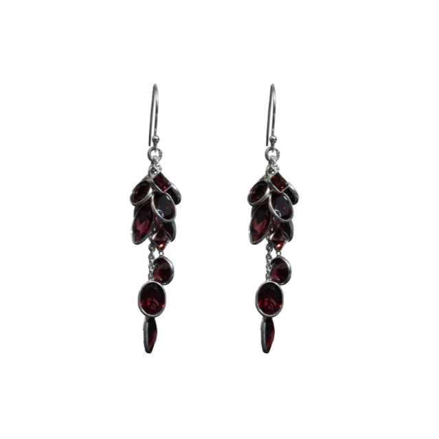 Blisse Allure 925 Sterling Garnet Drops Silver Earrings For Women