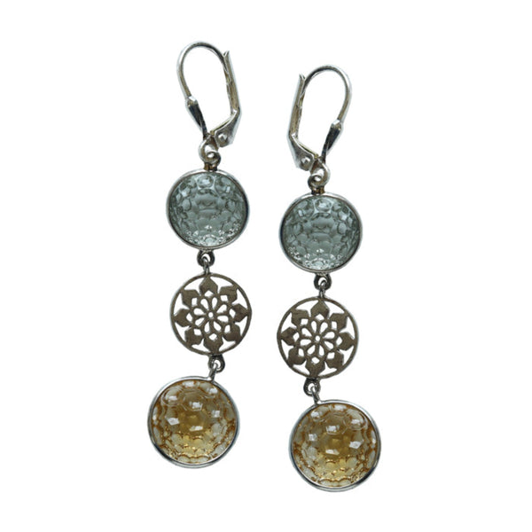 Blisse Allure 925 Sterling Citrine with Topaz Crystal Silver Earrings For Women