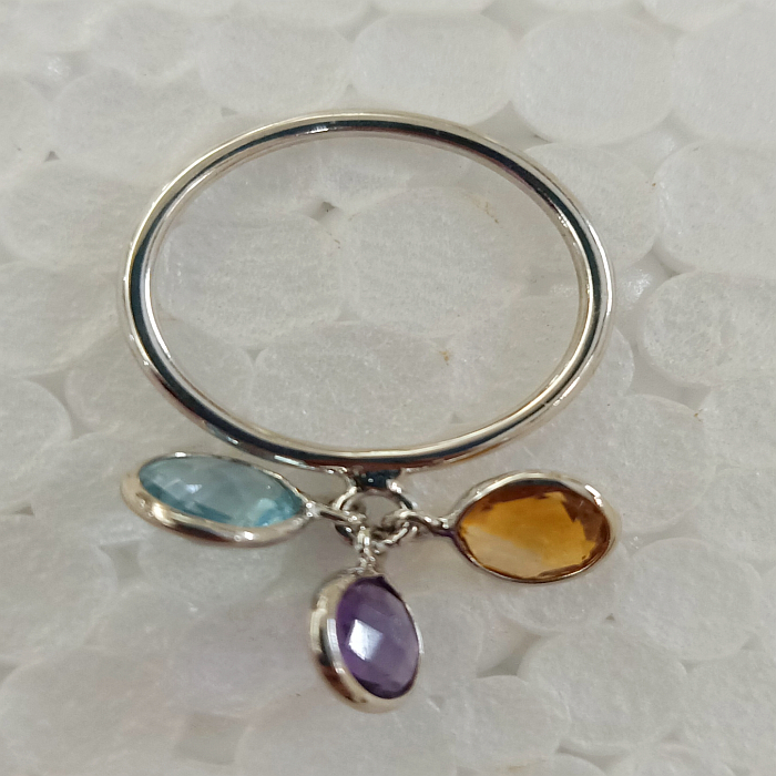 Blisse Allure 925 Sterling Multi tourmaline Semi Precious Silver Finger Ring