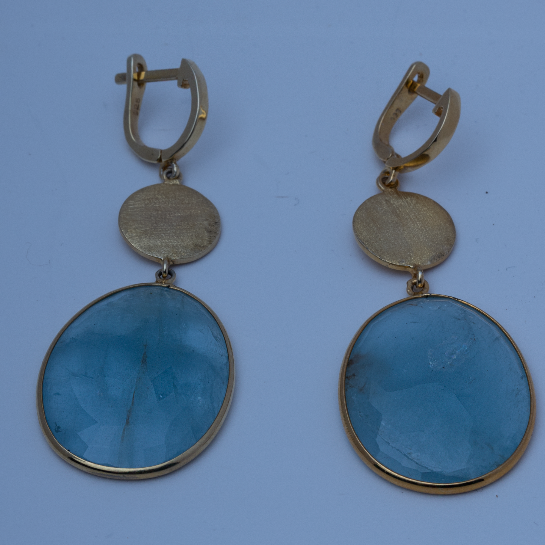 Blisse Allure 925 Sterling Round Aquamarine Stone Silver Earrings For Women