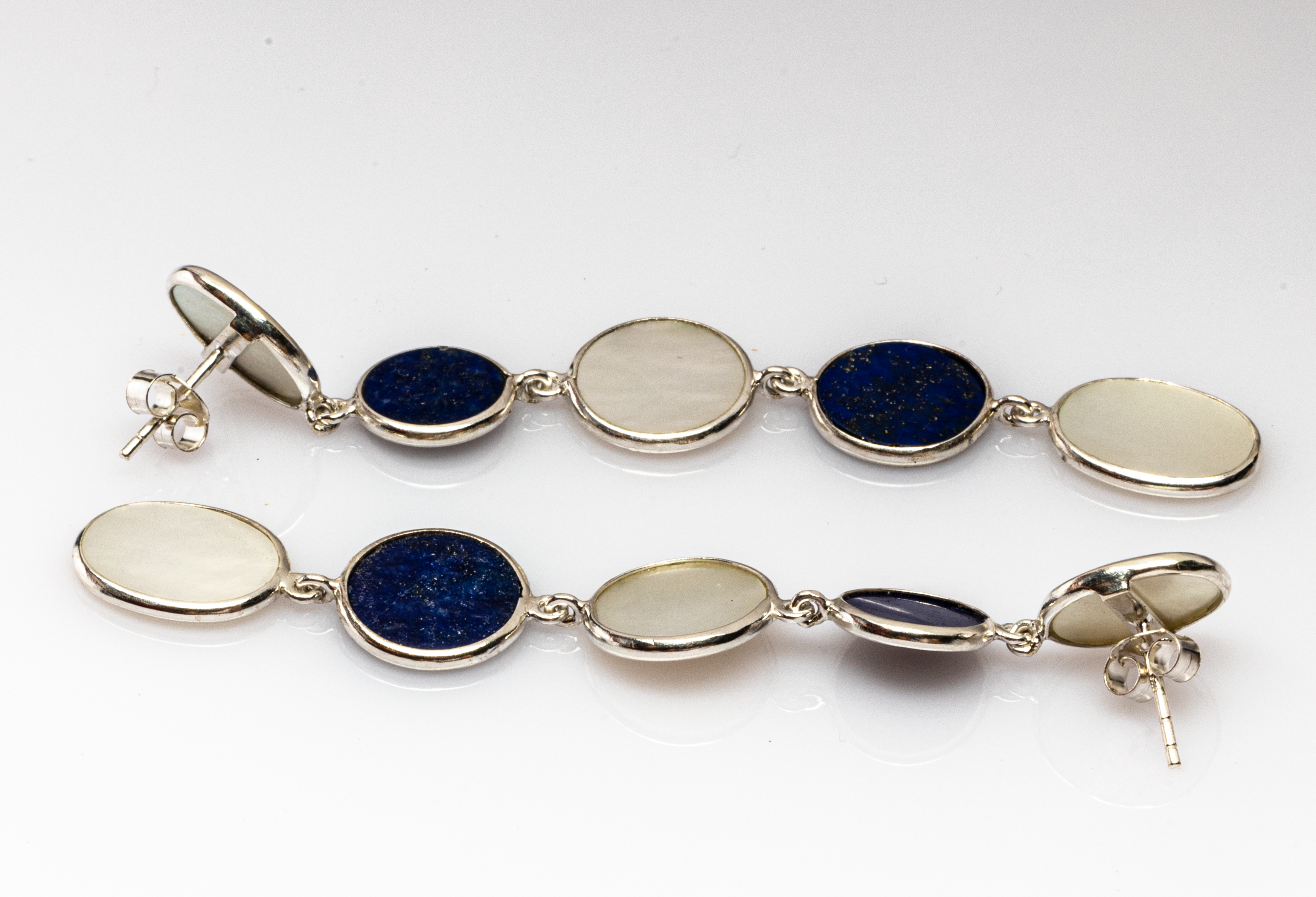 Blisse Allure Lapis lazuli and Mother of Pearl Dangler Earrings