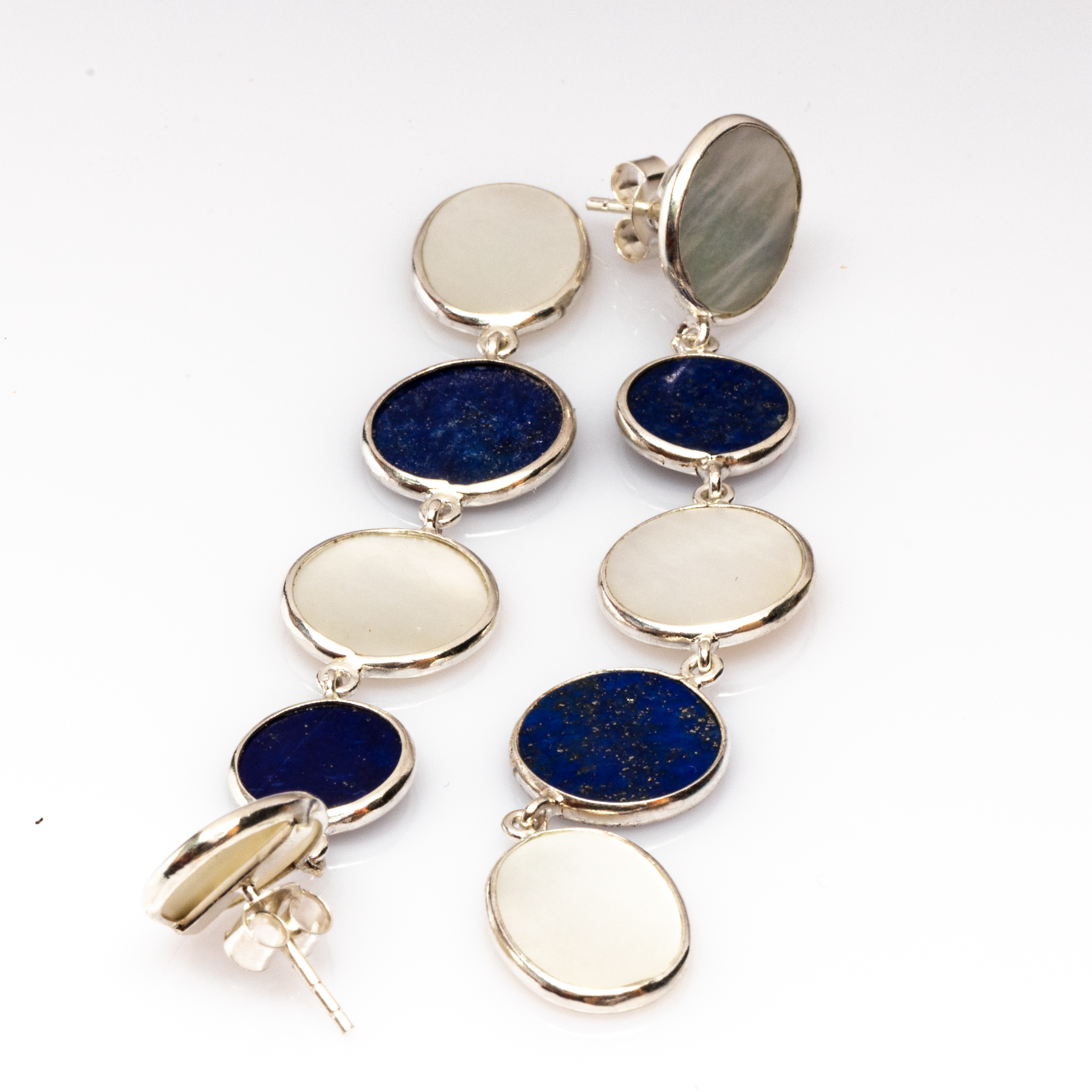 Blisse Allure Lapis lazuli and Mother of Pearl Dangler Earrings