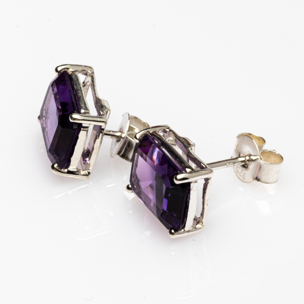 Blisse Allure 925 Sterling Silver Amethyst Stud Earrings