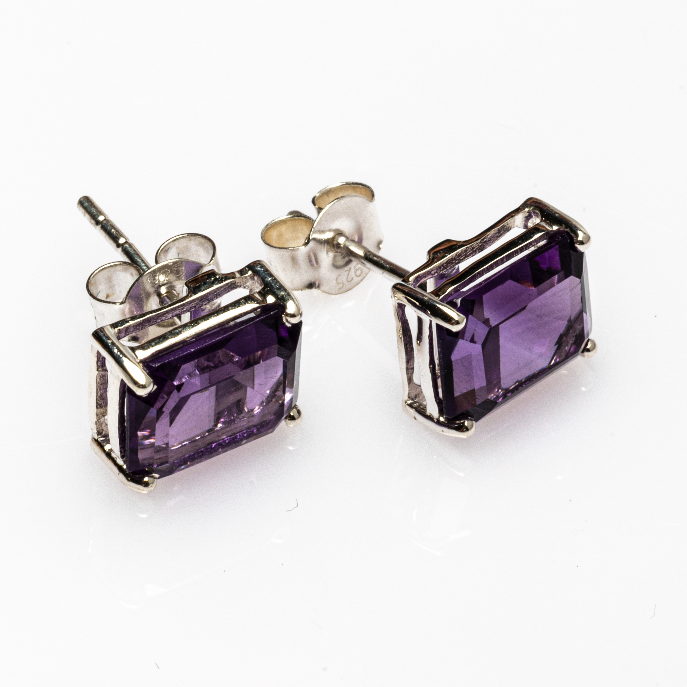 Blisse Allure 925 Sterling Silver Amethyst Stud Earrings