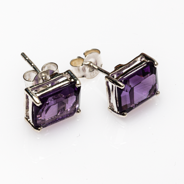 Blisse Allure 925 Sterling Silver Amethyst Stud Earrings