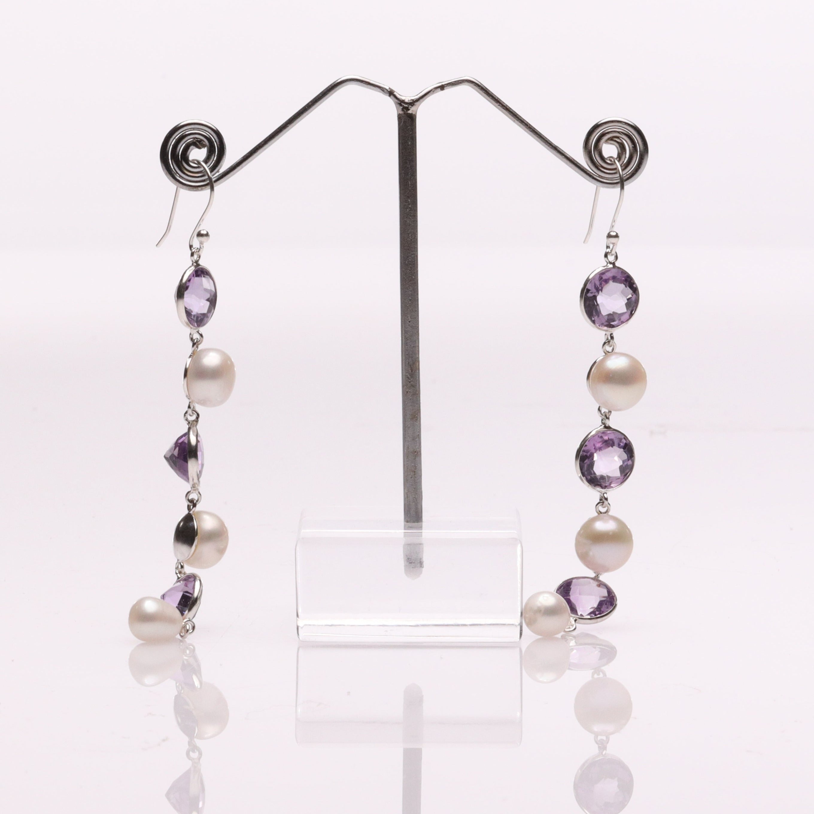 Amethyst Flower Earrings with Freshwater Pearl - Latest 2023 – Meraki  Lifestyle Store