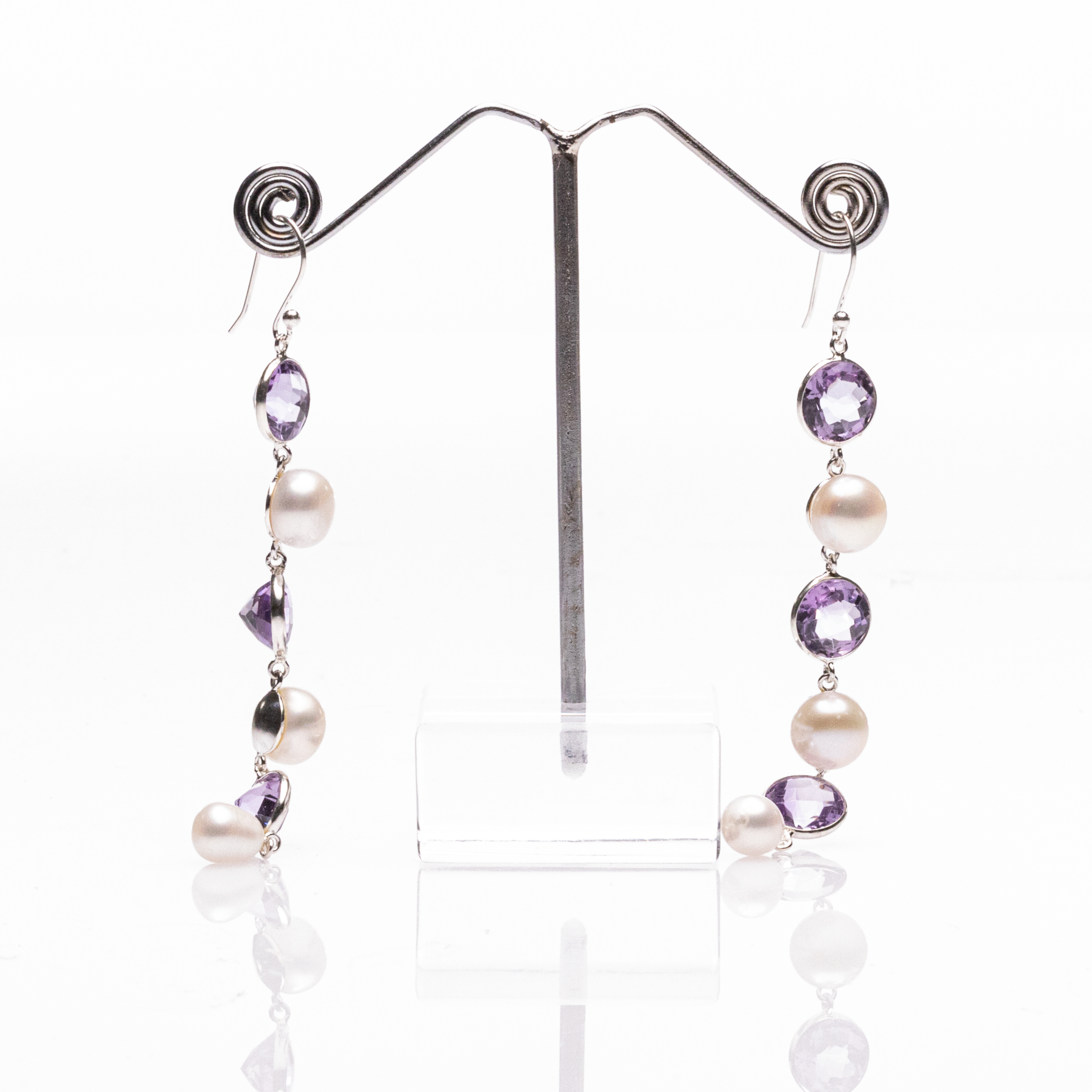 Outer-space Inspired Keshi Pearl Earrings, Purple Amethyst and Peacock Pearl  Wire Wrapped Earrings in Copper | Pebbles at my Feet