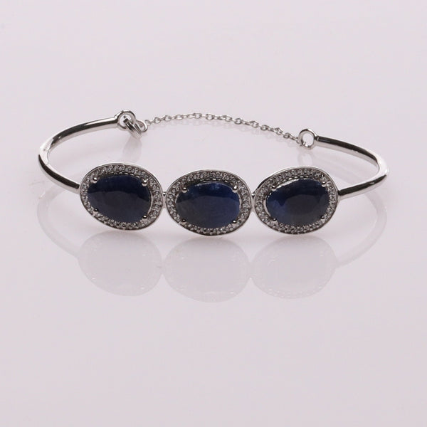 Blisse Allure Blue Sapphire Bangle Bracelet with white cubic zirconia