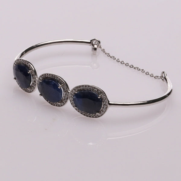 Blisse Allure Blue Sapphire Bangle Bracelet with white cubic zirconia