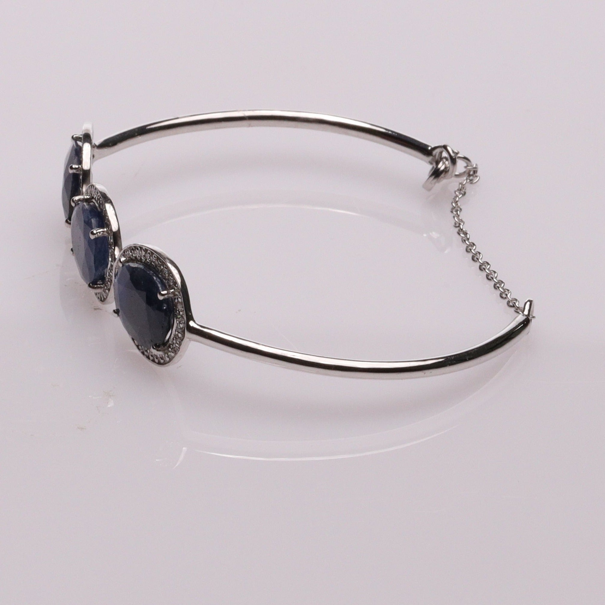 Blisse Allure Blue Sapphire Bangle Bracelet with white cubic zirconia