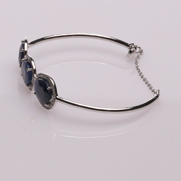 Blisse Allure Blue Sapphire Bangle Bracelet with white cubic zirconia