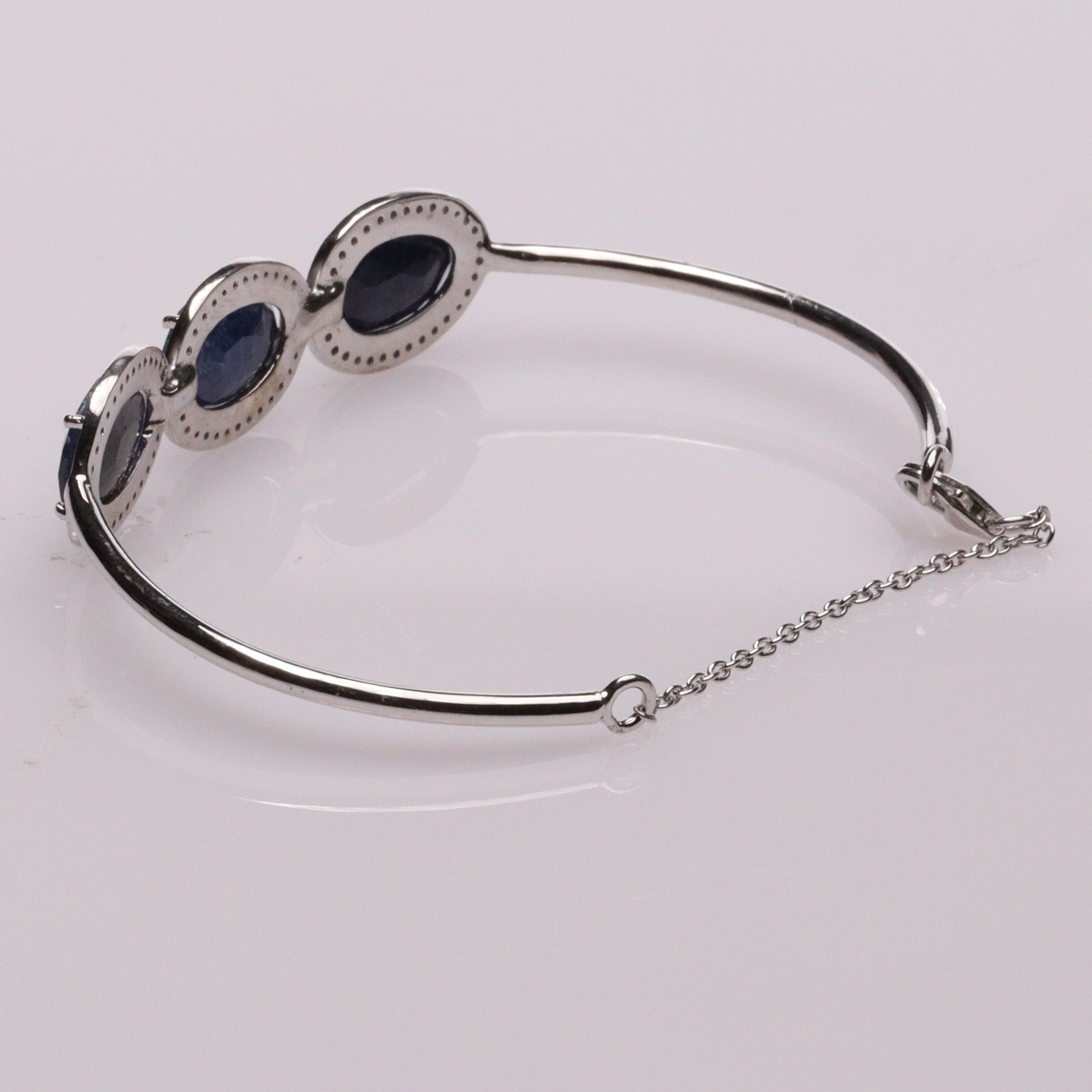 Royal Blue Sapphire Sterling Silver Bracelet (Design B8) | GemPundit