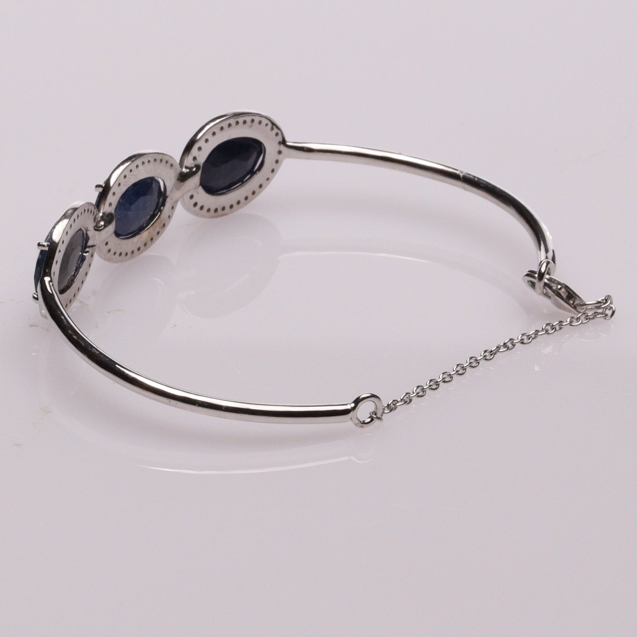 Blisse Allure Blue Sapphire Bangle Bracelet with white cubic zirconia