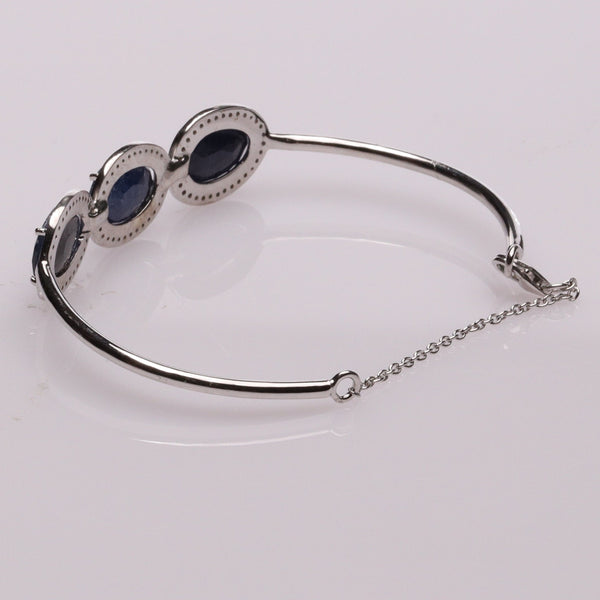 Blisse Allure Blue Sapphire Bangle Bracelet with white cubic zirconia