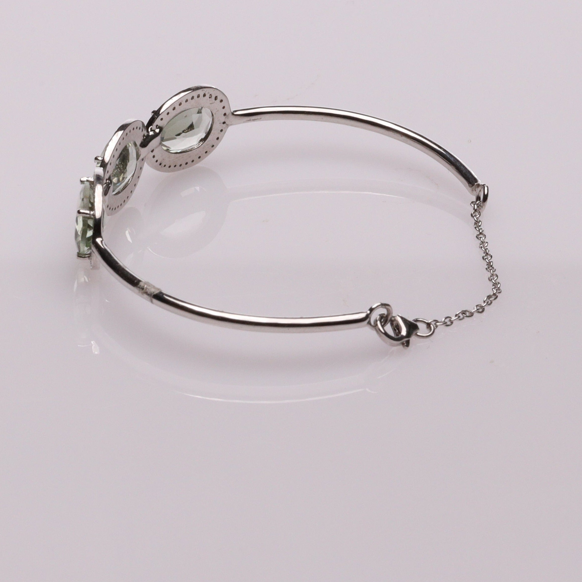 Blisse Allure Sea Green Amethyst Bangle Bracelet with white cubic zirconia