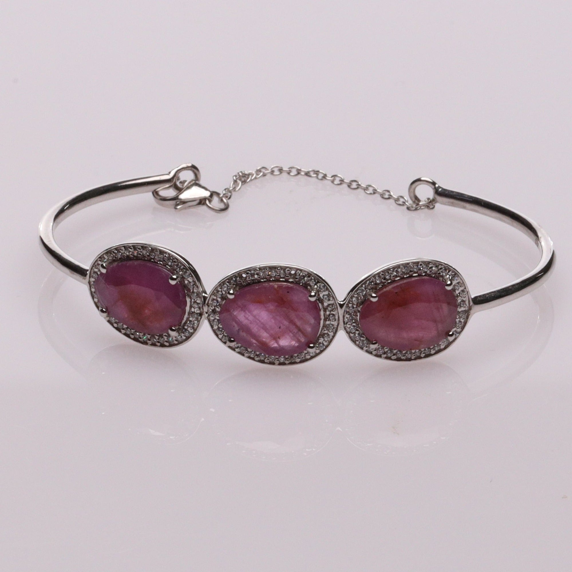 Blisse Allure Ruby Bangle Bracelet with white cubic zirconia