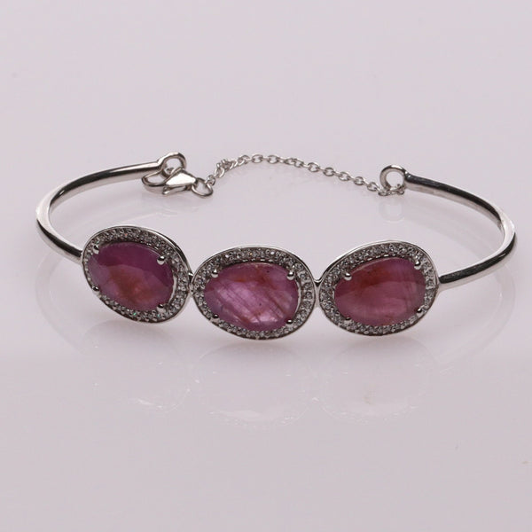 Blisse Allure Ruby Bangle Bracelet with white cubic zirconia