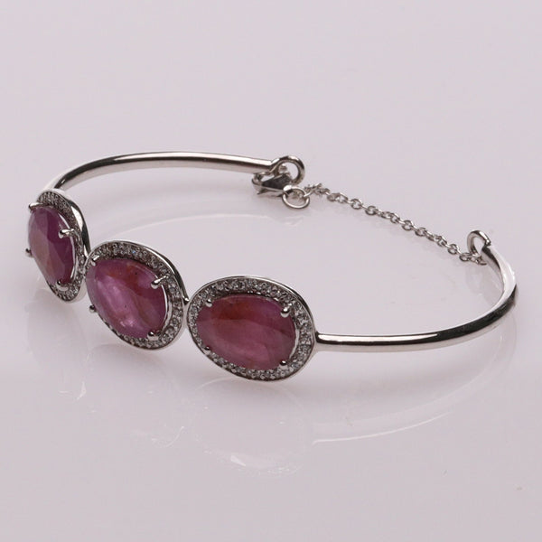 Blisse Allure Ruby Bangle Bracelet with white cubic zirconia