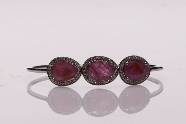Blisse Allure Ruby Bangle Bracelet with white cubic zirconia