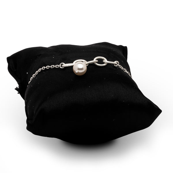 Blisse Allure 925 Sterling Silver Link Bracelet with Pearl Drop