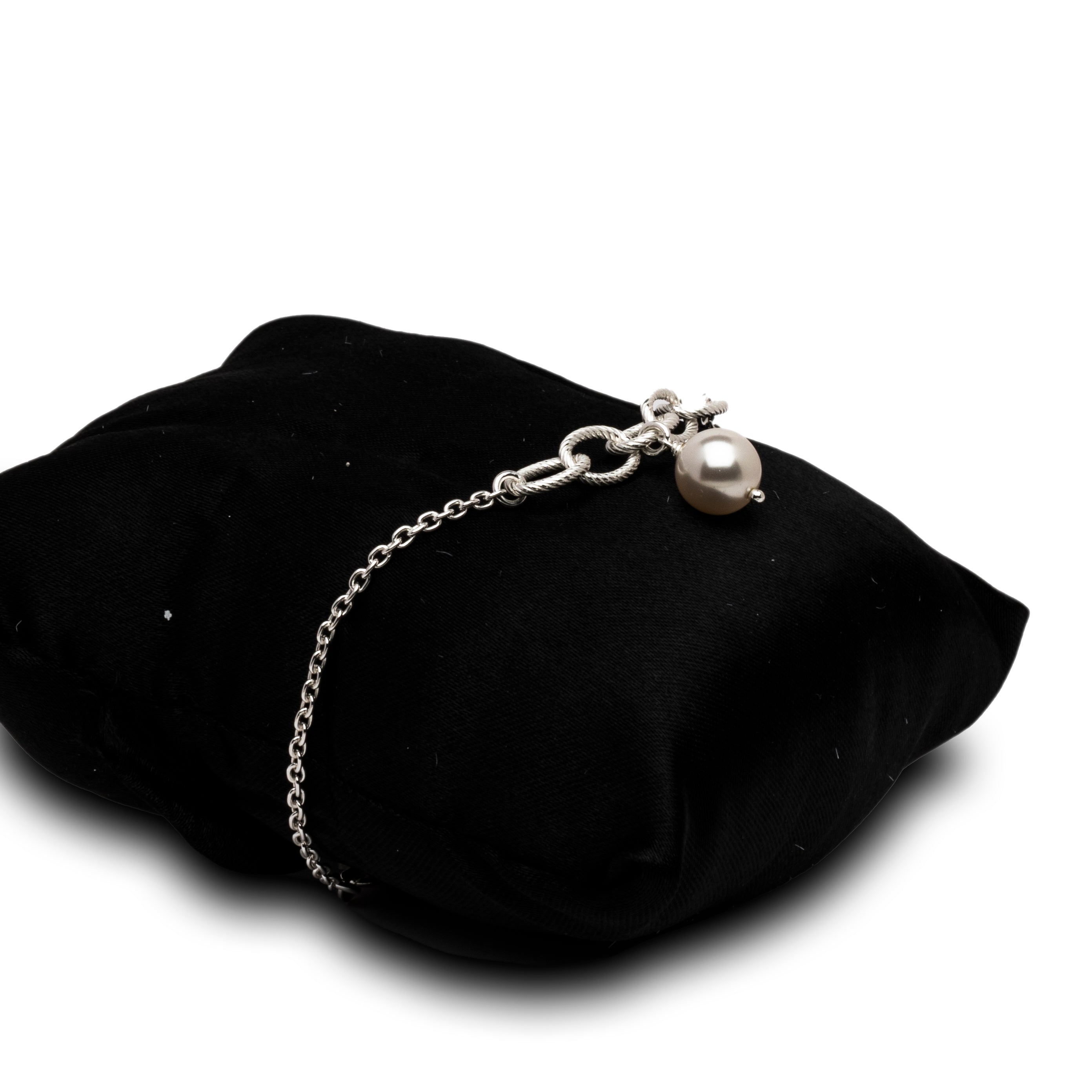 Blisse Allure 925 Sterling Silver Link Bracelet with Pearl Drop