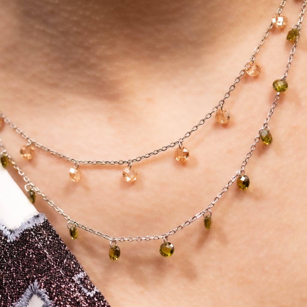 Blisse Allure 925 Sterling Silver Green Crystal Necklace