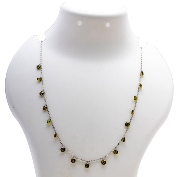 Blisse Allure 925 Sterling Silver Green Crystal Necklace