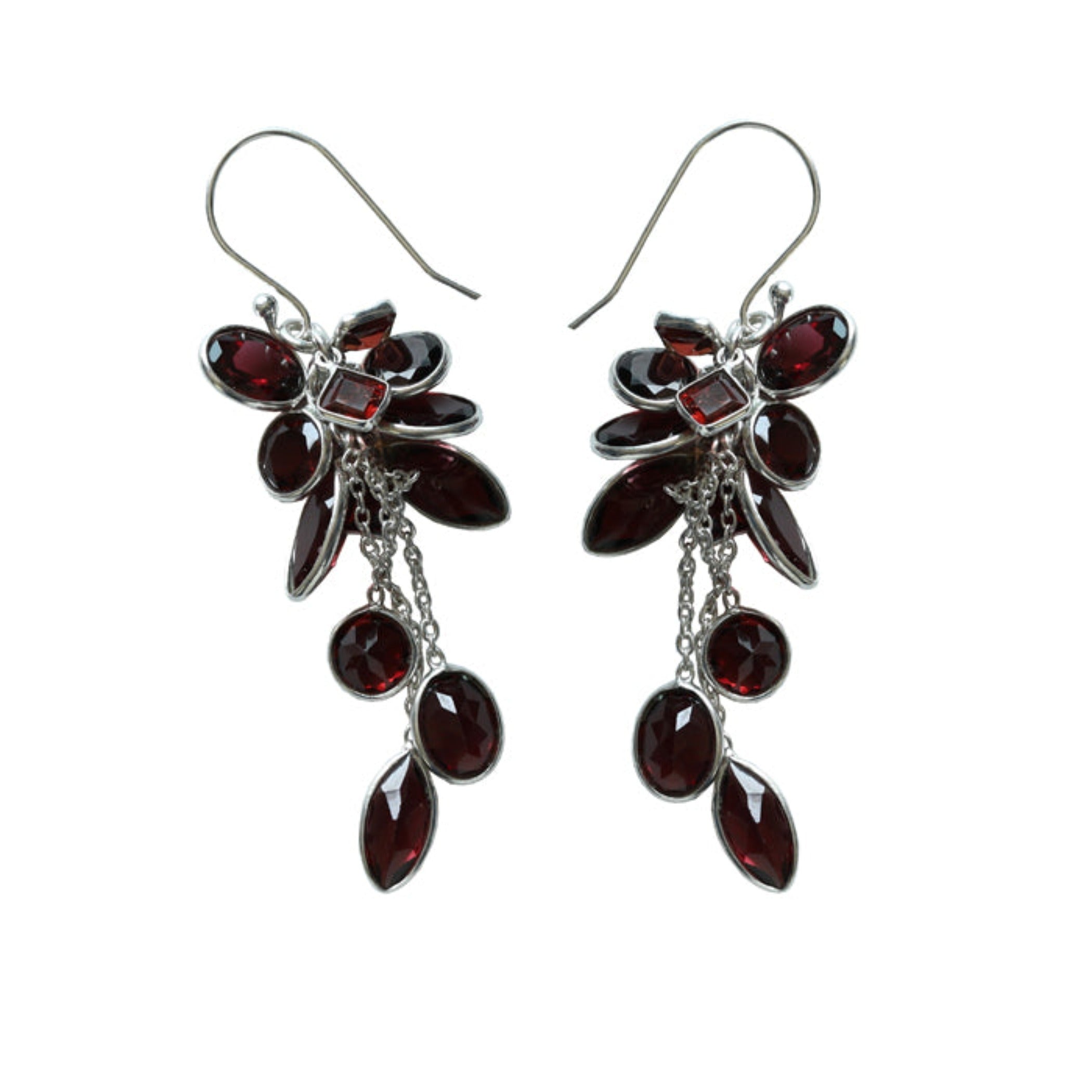 Blisse Allure 925 Sterling Garnet Drops Silver Earrings For Women
