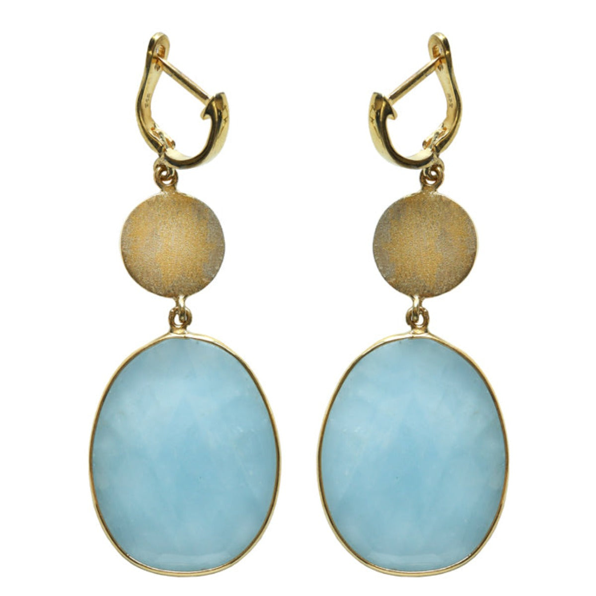 Blisse Allure 925 Sterling Round Aquamarine Stone Silver Earrings For Women