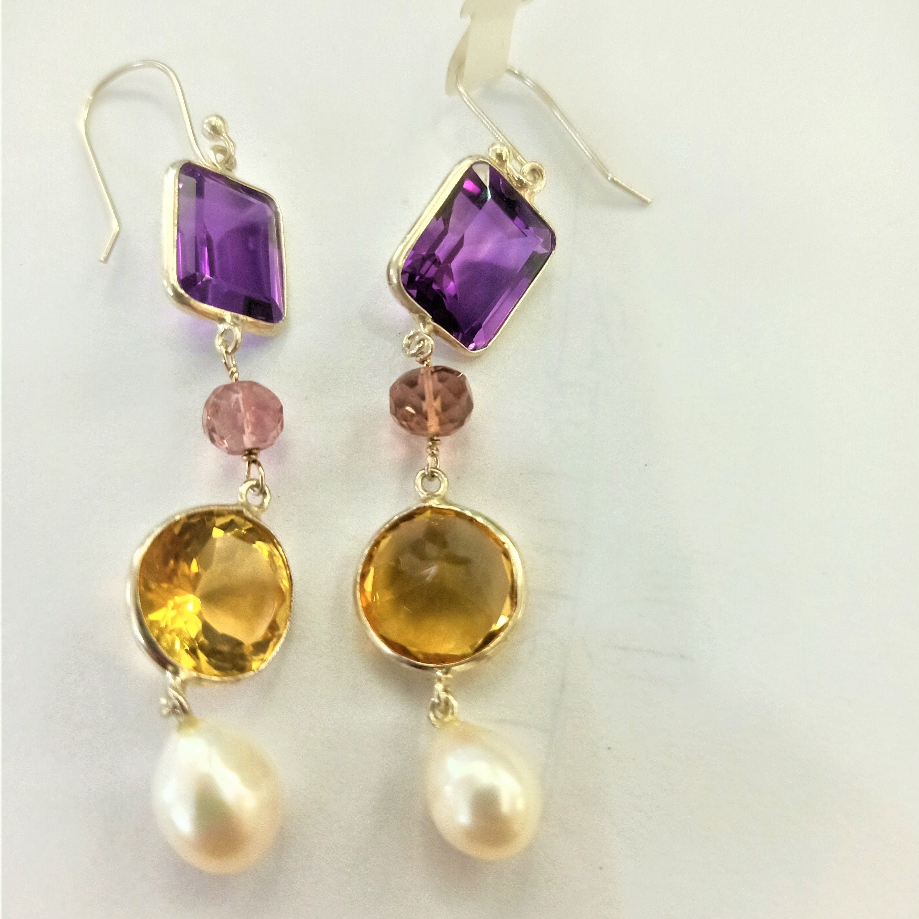Blisse Allure Sterling Silver Multi stone Danglers for Women
