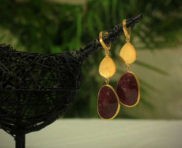 Blisse 925 Silver Ruby Talpe Stone Dangling Earring For Women