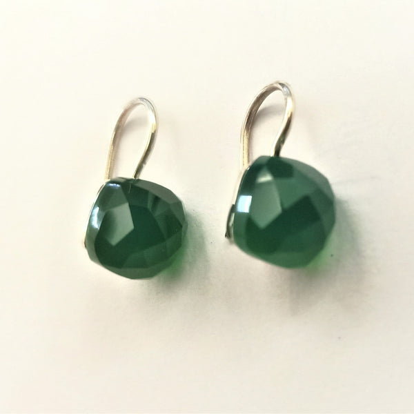 Blisse Allure Sterling Silver Green Onyx Stone Drop Earrings