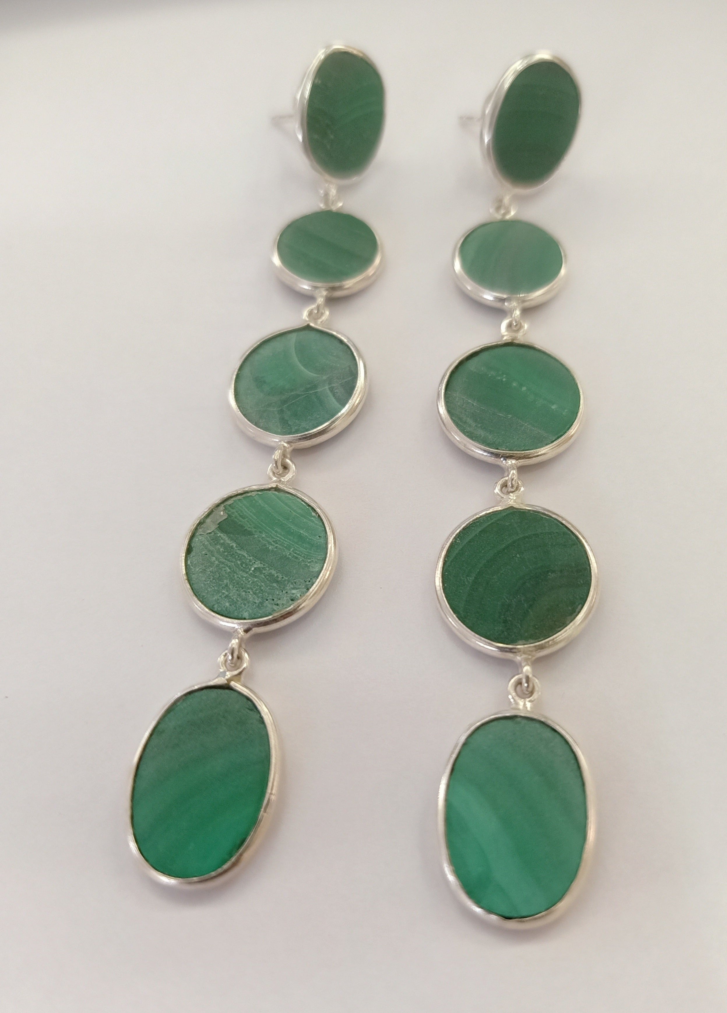 Blisse Allure Sterling Silver Malachite Dangler Earrings