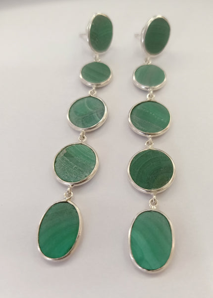 Blisse Allure Sterling Silver Malachite Dangler Earrings