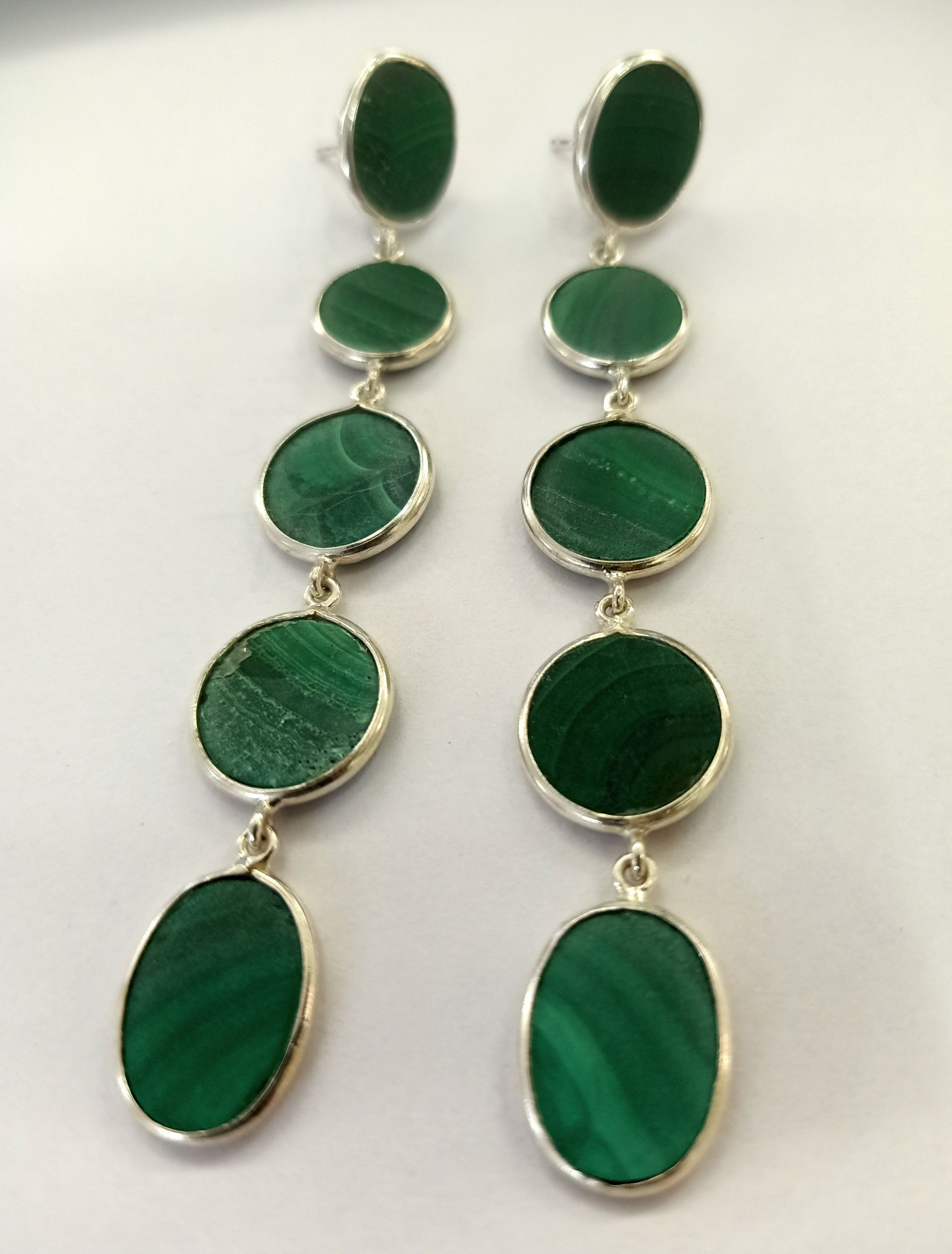 Blisse Allure Sterling Silver Malachite Dangler Earrings
