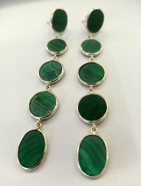 Blisse Allure Sterling Silver Malachite Dangler Earrings