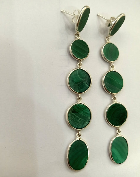 Blisse Allure Sterling Silver Malachite Dangler Earrings