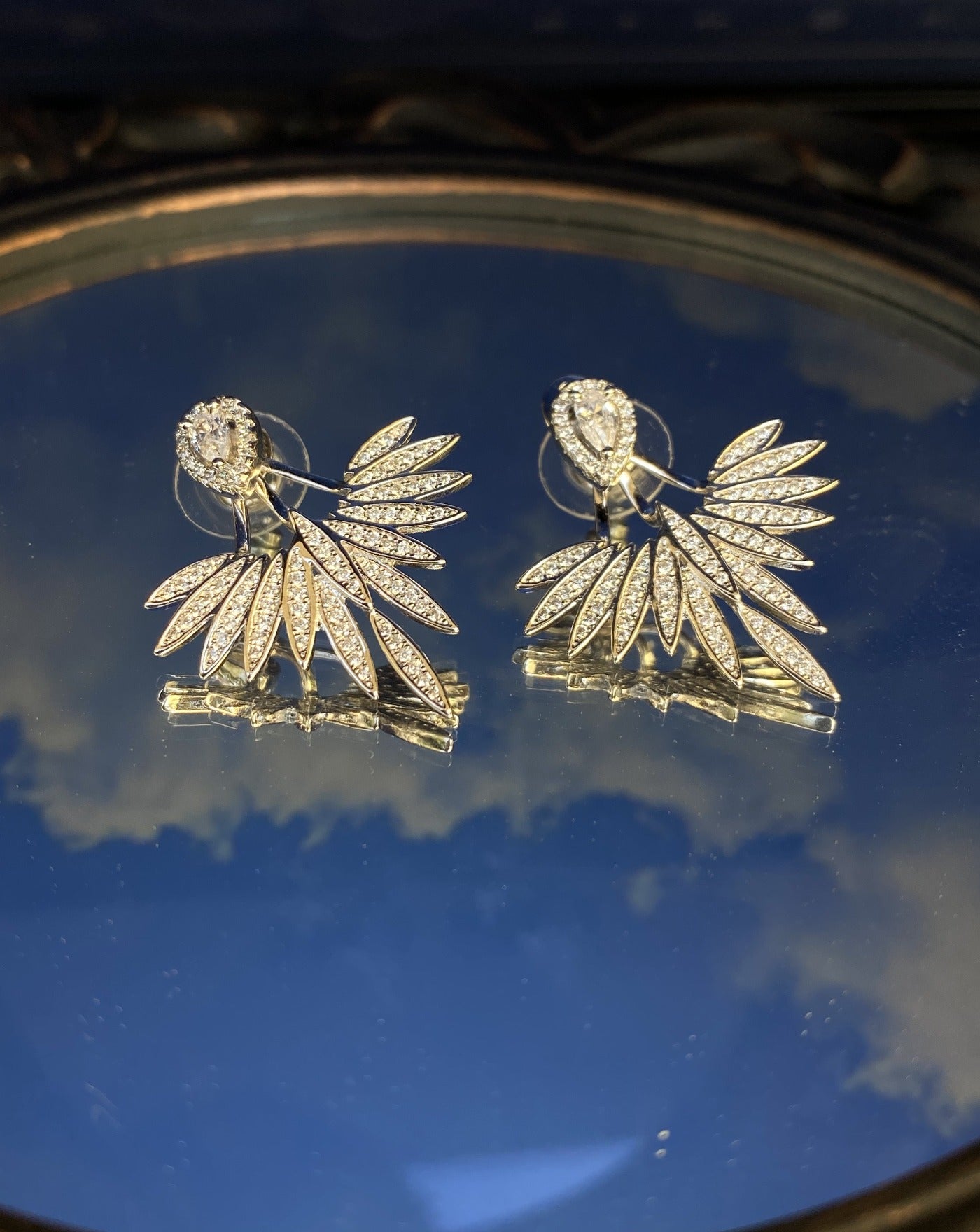 Blisse Allure 925 Sterling Silver Wing Shaped White CZ Earrings