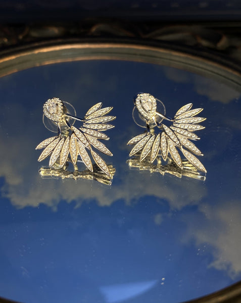 Blisse Allure 925 Sterling Silver Wing Shaped White CZ Earrings
