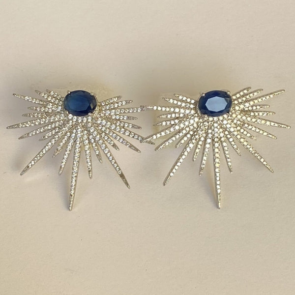 Blisse Allure 925 Sterling Silver White and Blue CZ Earrings