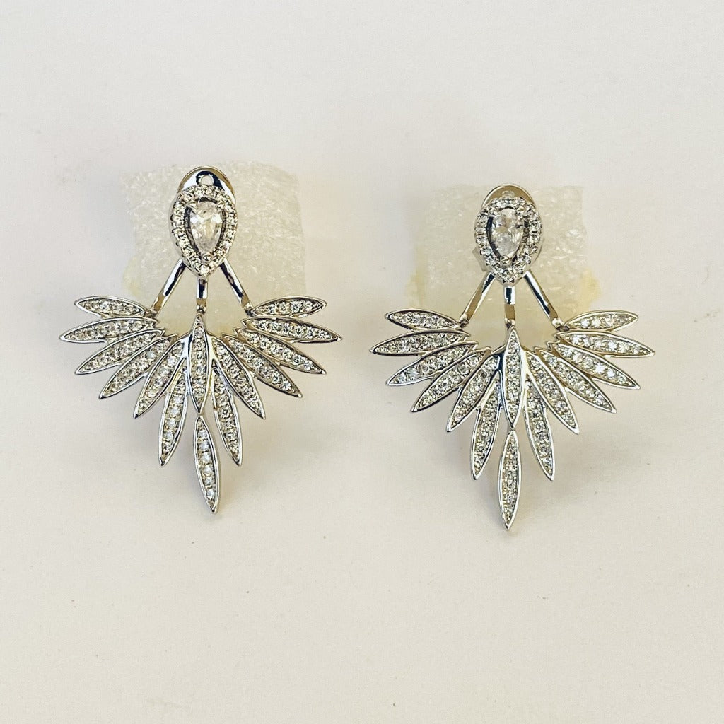 Blisse Allure 925 Sterling Silver Wing Shaped White CZ Earrings