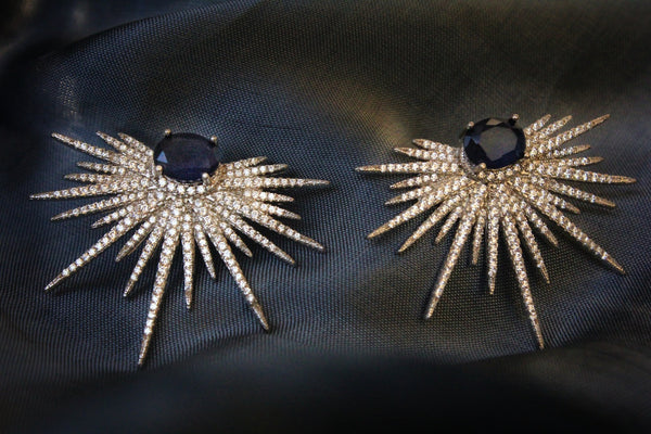 Blisse Allure 925 Sterling Silver White and Blue CZ Earrings