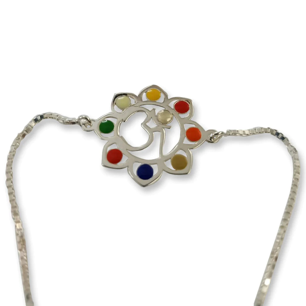 Blisse Allure 925 Silver Floral Design OM Rakhi Bracelet