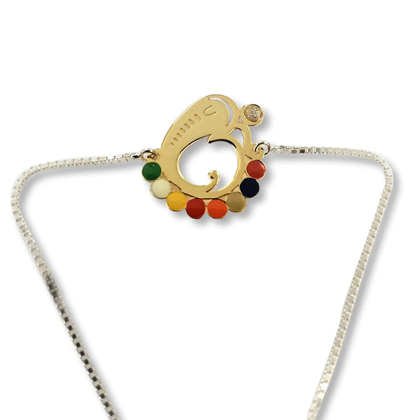 Blisse Allure 925 Silver Gold Plated Ganeshji Rakhi Bracelet