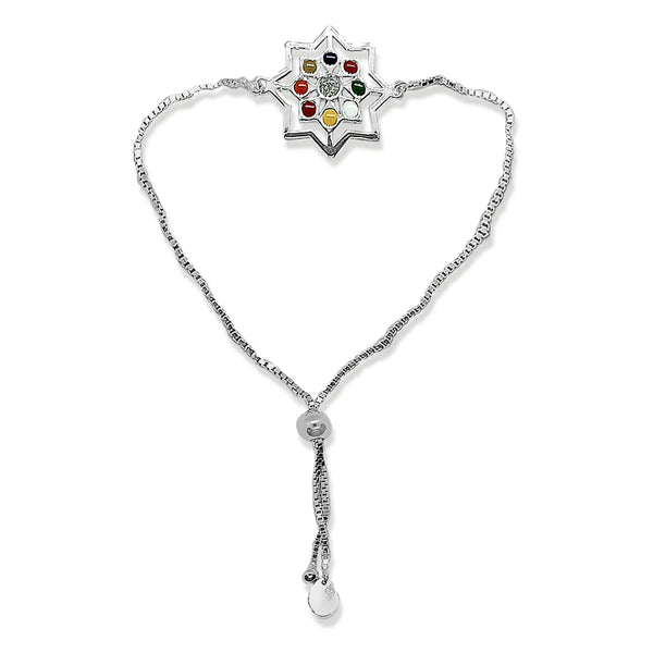 Blisse Allure 925 Silver Designer Enamel CZ Rakhi Bracelet