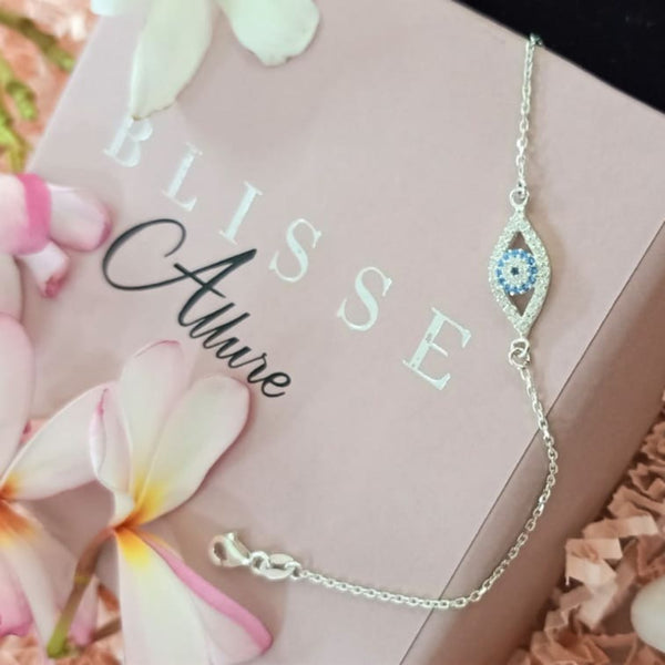Blisse Allure 925 Sterling CZ Evil Eye Silver Rakhi