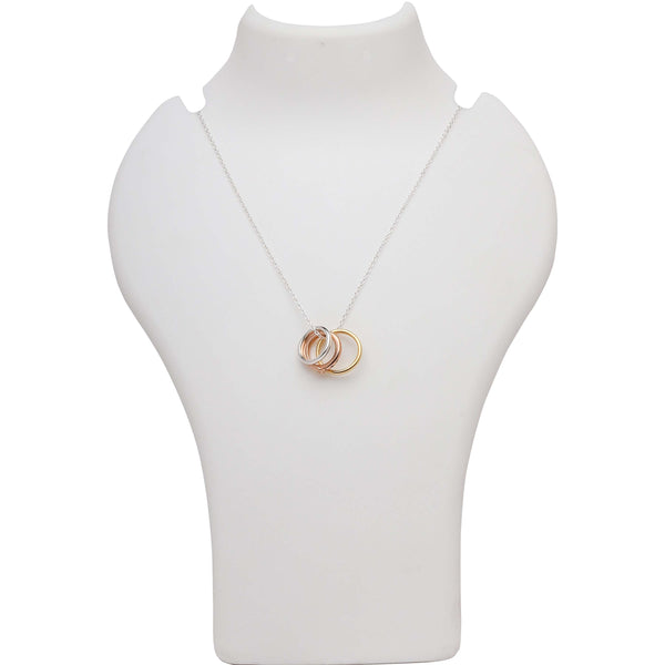 Blisse Allure 925 Sterling Silver Necklace 3 tone Detachable Rings