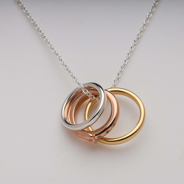 Blisse Allure 925 Sterling Silver Necklace 3 tone Detachable Rings